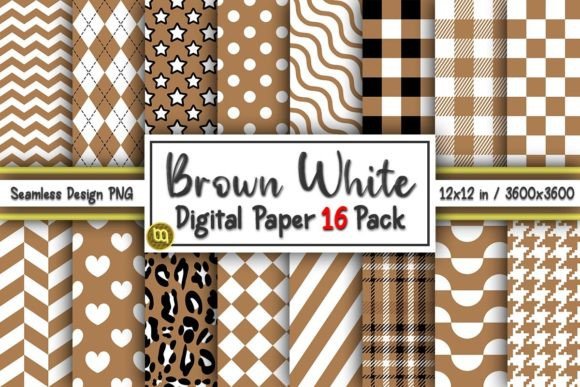 Download Brown White Seamless Digital Paper Pack - Digital paper Collection
