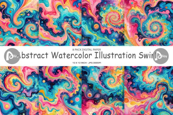 Download Digital Paper Abstract Watercolor Swirl - Digital paper Collection