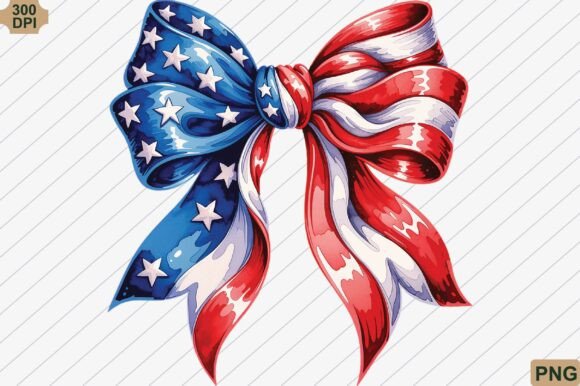 Download Hand Painted Patriotic Coquette Bow PNG - Png Collection