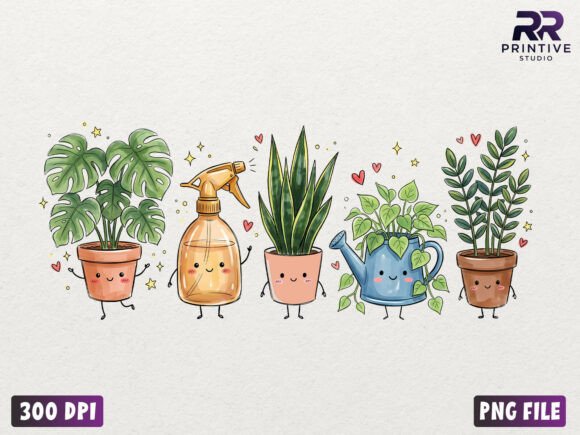 Download Preppy Plant Care Doodles PNG - Png Collection