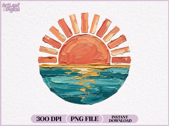 Download Hand Painted Sunset Ocean Summer PNG - Png Collection