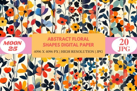 Download Abstract Floral Shapes Digital Paper - Digital paper Collection