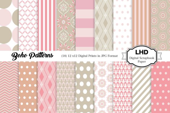 Download Boho Neutral Digital Paper Patterns - Digital paper Collection