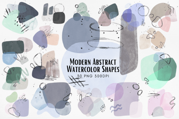 Download Modern Abstract Watercolor Shapes PNG - Png Collection