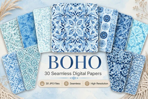 Download Boho Digital Papers - Digital paper Collection