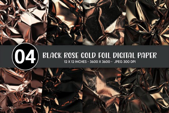 Download Black Rose Gold Foil Digital Paper - Digital paper Collection