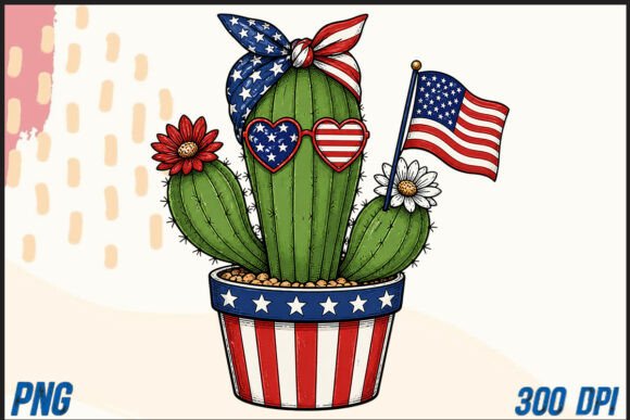 Download Patriotic Cactus PNG Sublimation - Png Collection