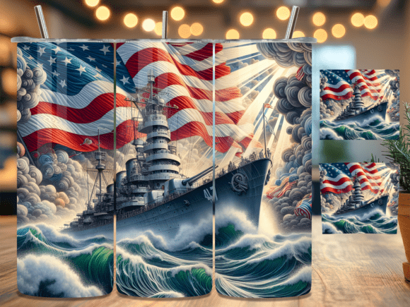 Download Patriotic Navy Warship Flag Tumbler Wrap - Navy Collection