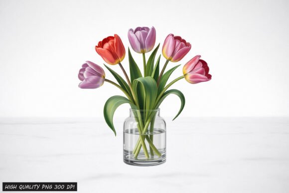 Download Tulip Flower Vase Clipart PNG Design - Png Collection