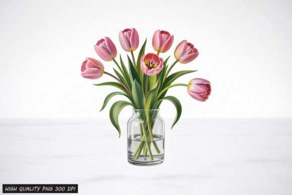 Download Tulip Flower Vase Clipart PNG Design - Premium Resources