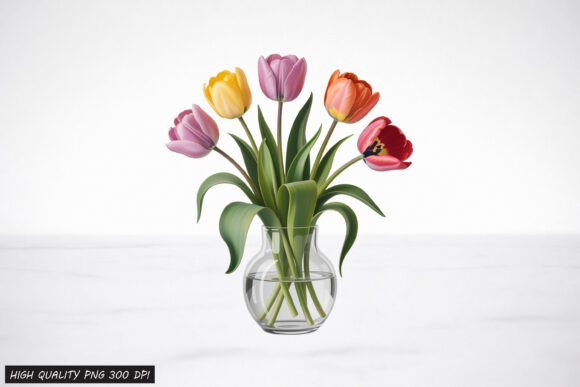 Download Tulip Flower Vase Clipart PNG Design - Premium Bundle