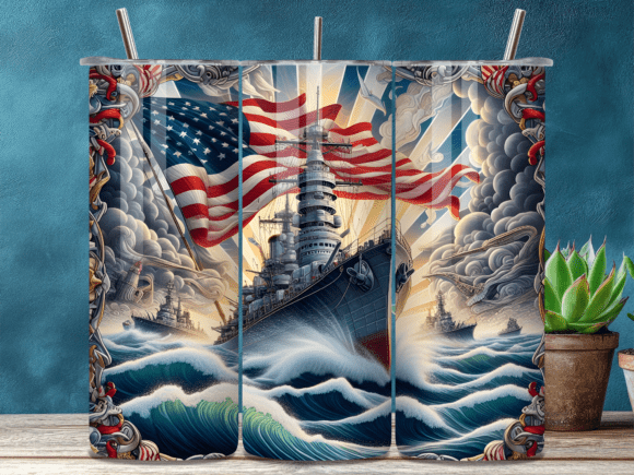 Download Patriotic US Navy Battleship Tumbler - Navy Collection