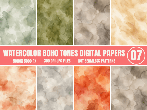 Download Watercolor Boho Neutral Digital Papers - Digital paper Collection
