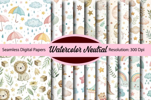 Download Watercolor Neutral Digital Paper - Digital paper Collection