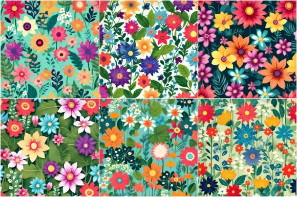 Download Funky Flowers Garden Digital Papers - Digital paper Collection