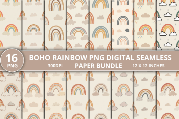 Download Boho Rainbow PNG Digital Paper Bundle - Png Collection