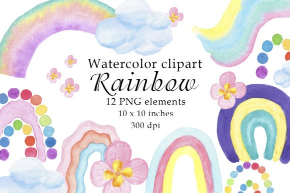 Download Watercolor Rainbow Flowers Clipart PNG - Png Collection