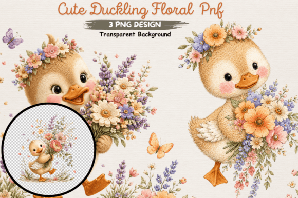 Download Adorable Duckling Flower Clipart PNG - Png Collection