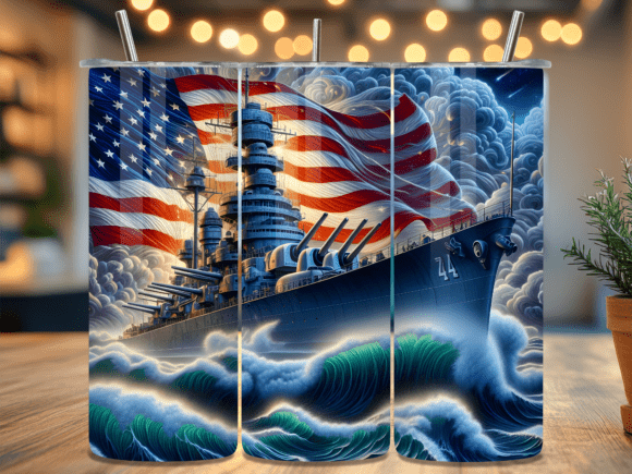 Download Patriotic Navy Battleship Tumbler Wrap - Navy Collection
