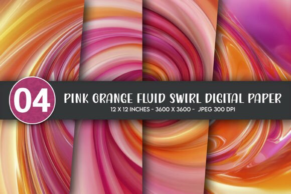 Download Pink Orange Fluid Swirl Digital Paper - Digital paper Collection