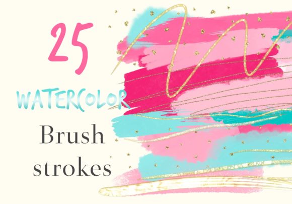Download Watercolor Brush Strokes in Hot Pink - Premium Bundle