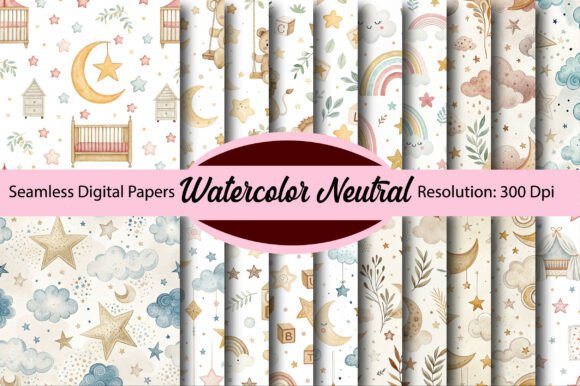 Download Watercolor Neutral Digital Paper - Digital paper Collection