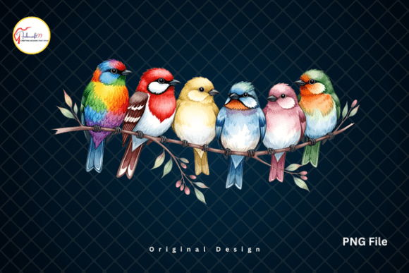 Download Colorful Spring Birds on a Branch PNG - Png Collection
